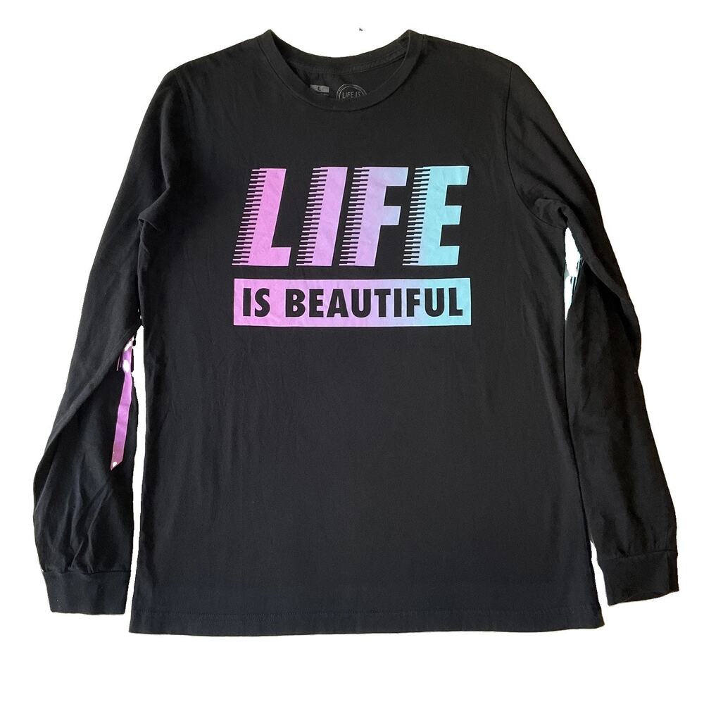 Life Is Beautiful Men Shirt L Black LIFE IS BEAUTIFUL DTLV Logo Long Sleeve